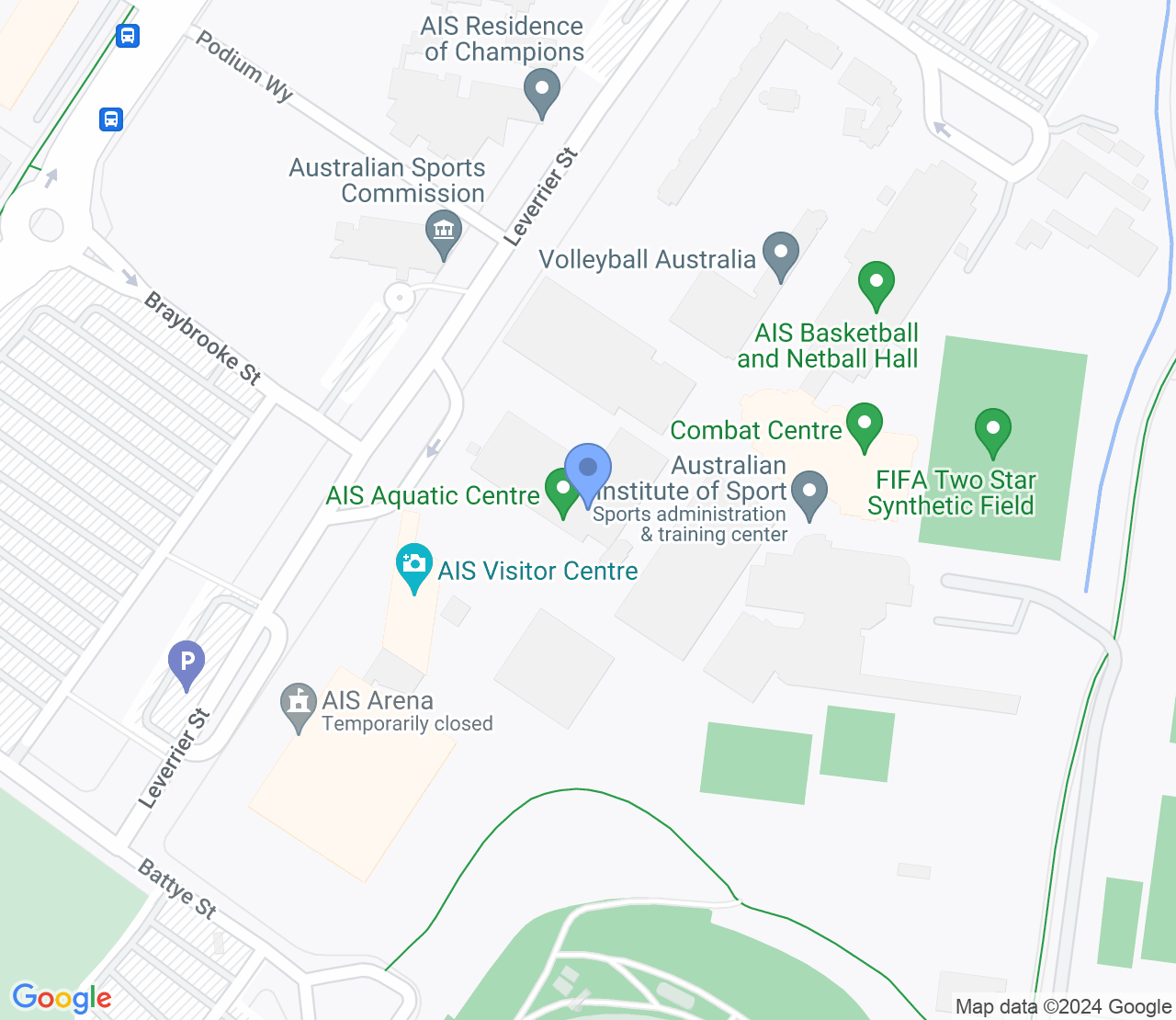 Google Maps image of Canberra Australian Institute of Sport